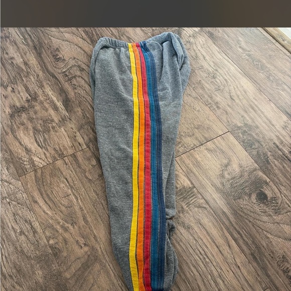 Aviator Nation Gray Sweatpants with Colorful Stripes - Picture 3 of 4